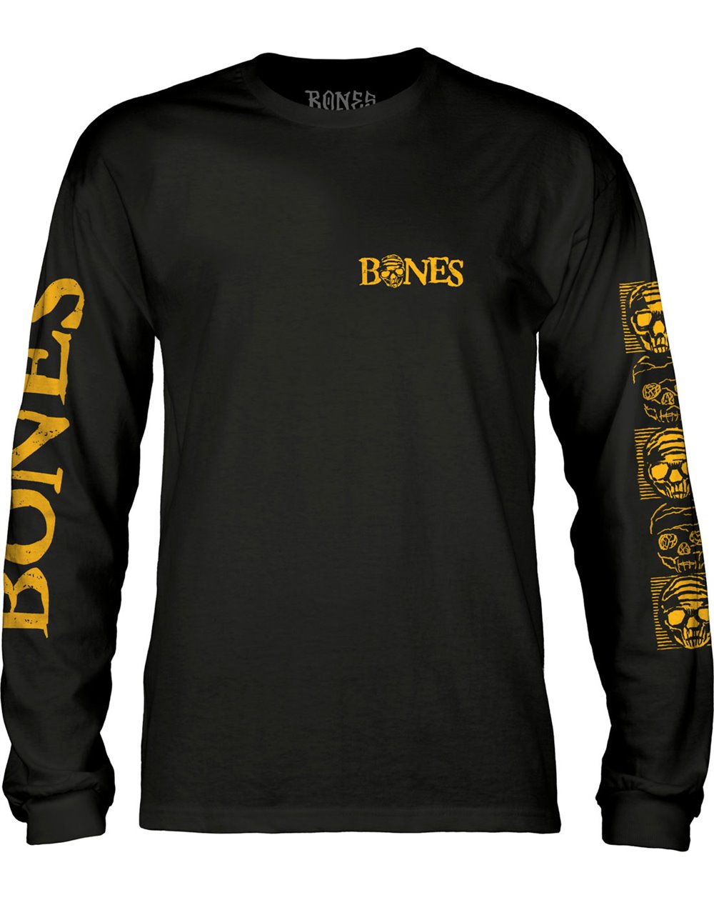 Bones Wheels Black & Gold Langarmshirts für Männer