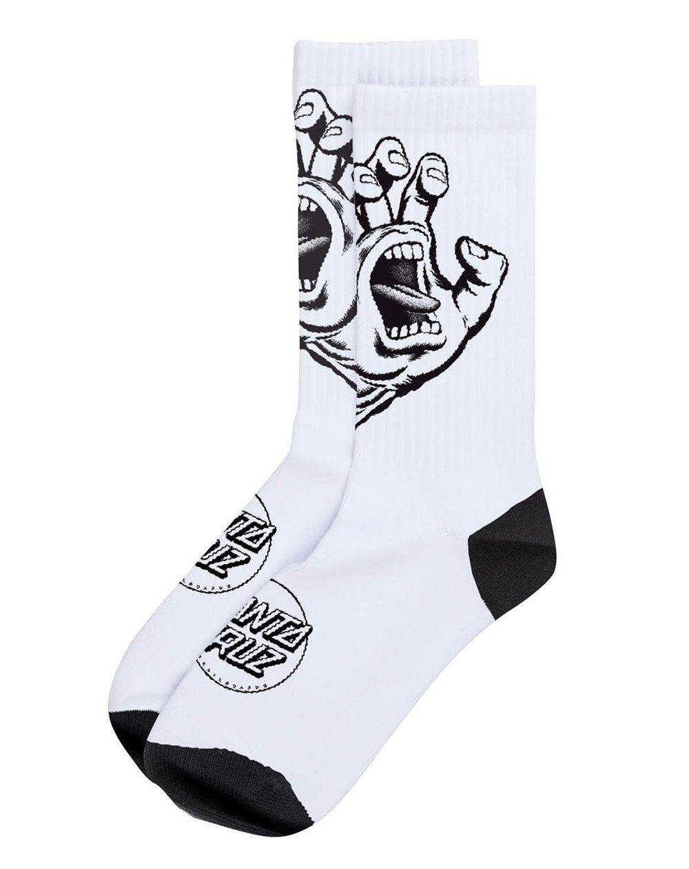 Santa Cruz Calcetines Skate Screaming Hand Mono (White)